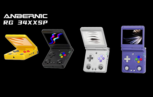 ANBERNIC RG 34XXSP インディゴブルー GBA SP 風 AnbernicからGBA SP風の新型ポータブルゲーム機が登場か