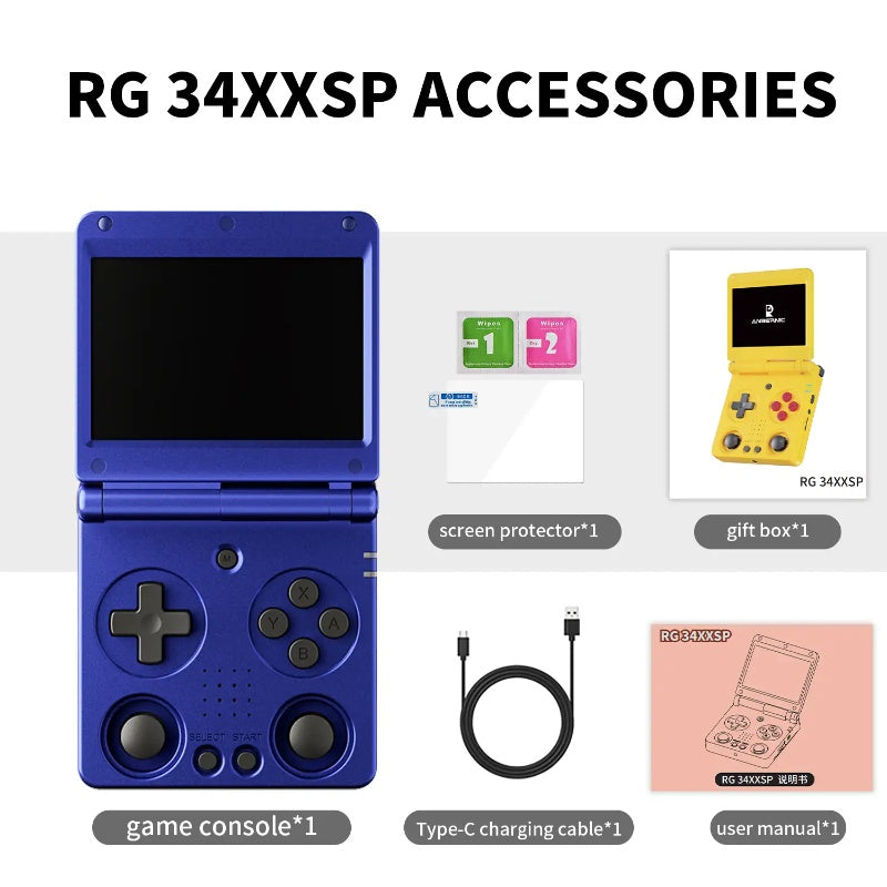 【美品】【即日発送】Anbernic RG34XXSP インディゴ ANBERNIC RG 34XXSP