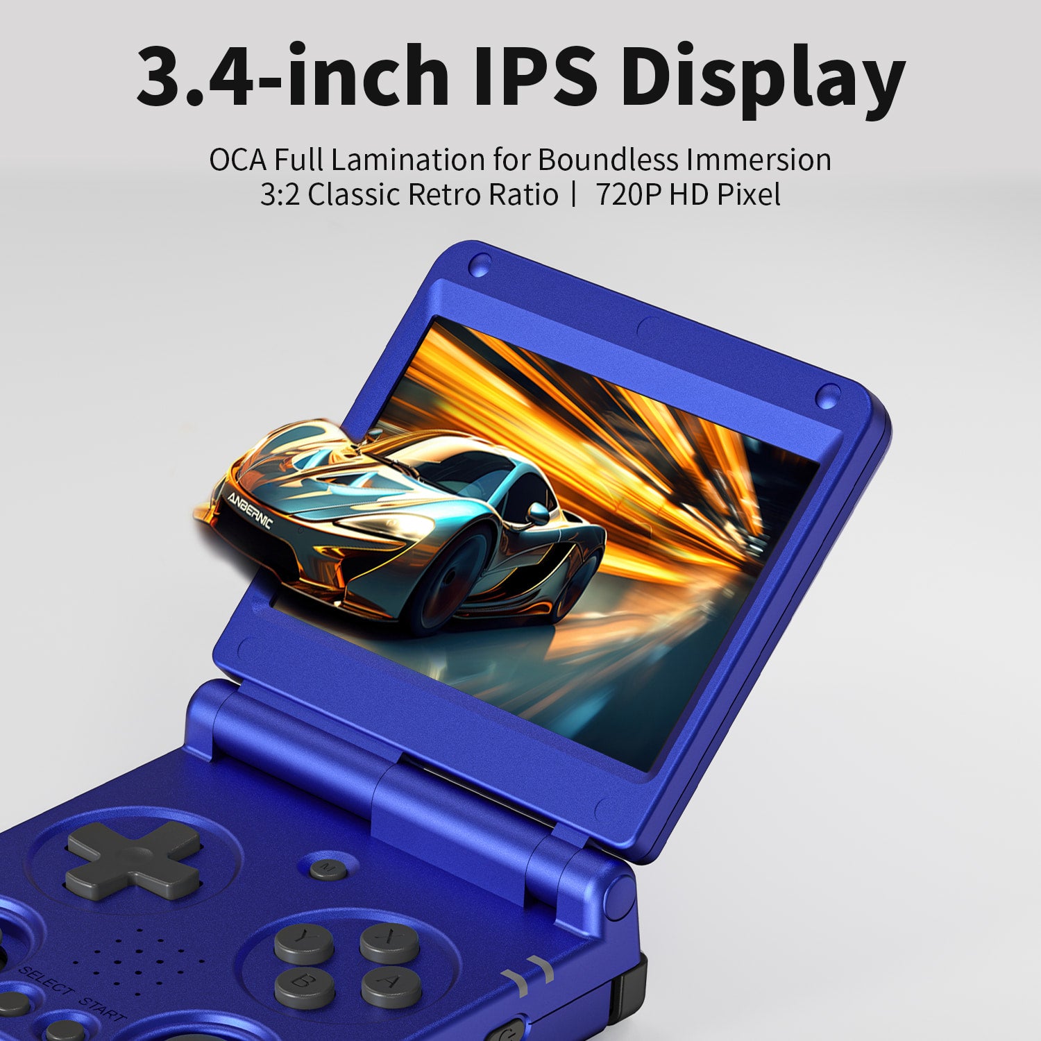 ANBERNIC RG 34XXSP インディゴブルー GBA SP 風 ANBERNIC RG 34XXSP