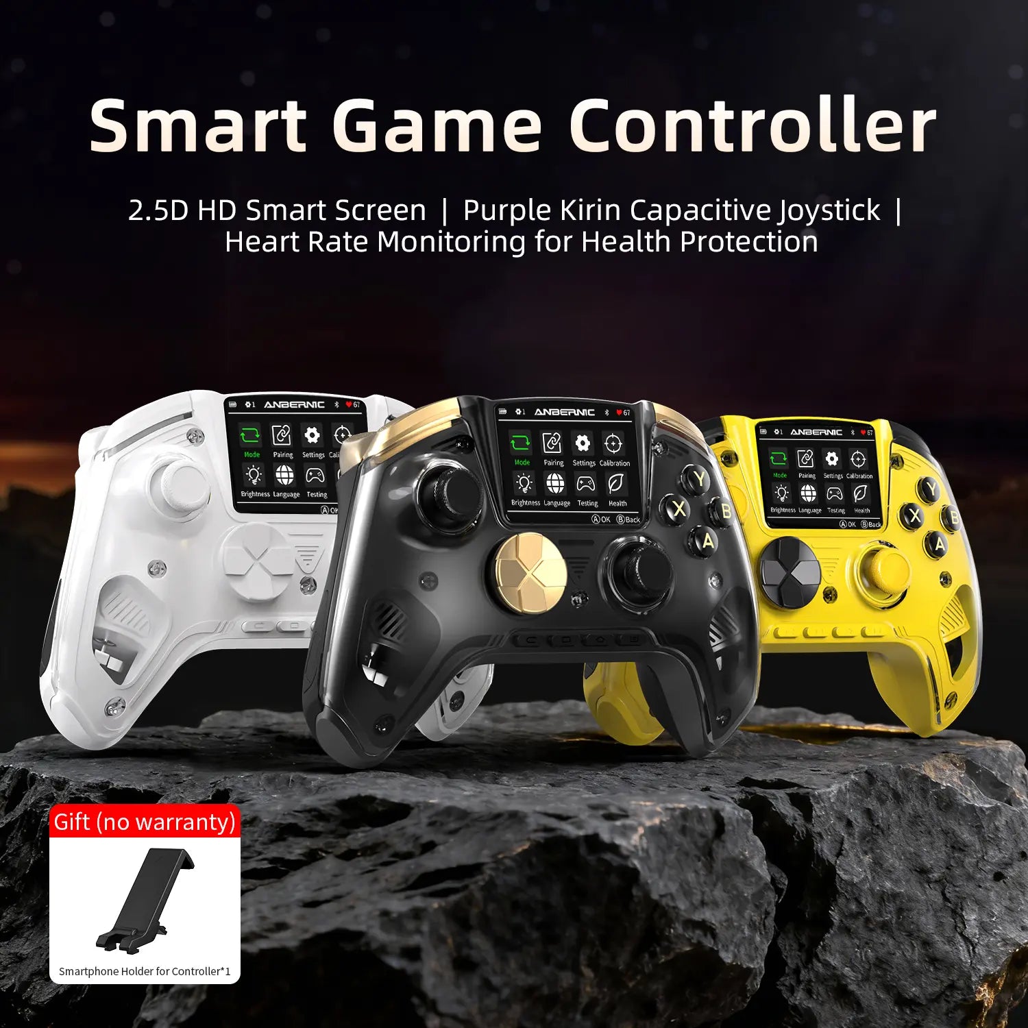 ANBERNIC smart game controller with 2.5D HD screen and heart rate monitor