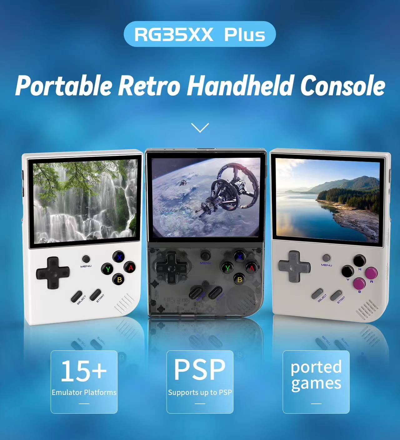 Anbernic rg35xx plus retro handheld game player: built-in 64g tf, 5000+ classic games, hdmi tv support—perfect for travel, ideal kids gift