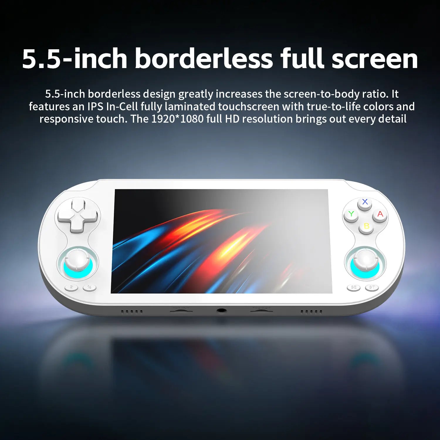 5.5-inch borderless full screen IPS touchscreen 1080p resolution