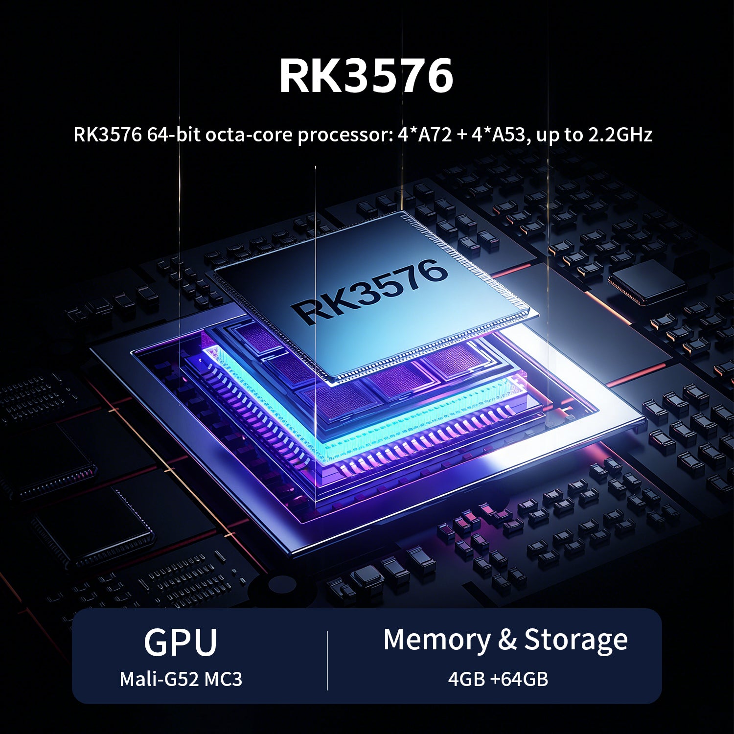RK3576 octa-core 64-bit processor Mali-G52 GPU gaming chipset